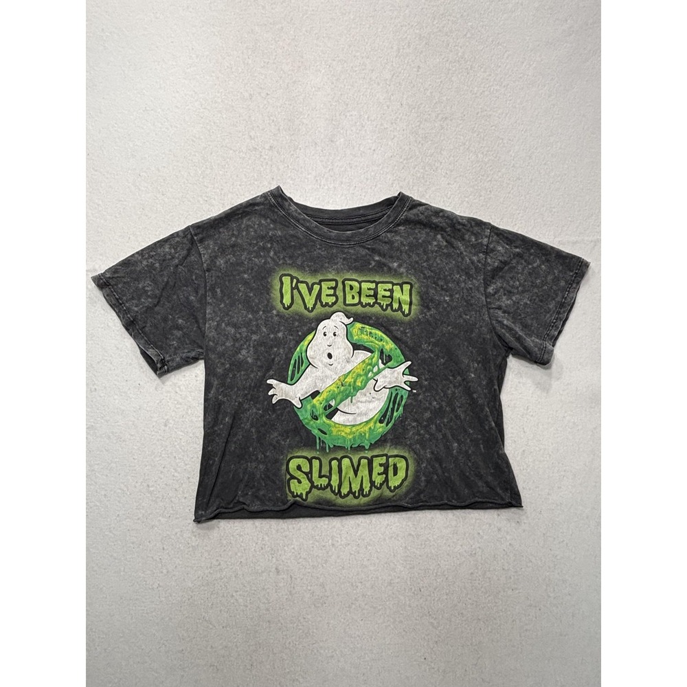 Mad Engine Shirt Womens Medium Gray Ghostbusters I've Been Slimed Cropped Tee